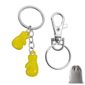 GENSMILE Boxing Glove Keyring Gift for Men & Women - Mini Metal Boxing Glove Keychain Backpack Pendant Decoration, Gift for Boxing Lovers, Boxing Fans Souvenir (Yellow)