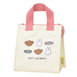 Miffy Insulated Lunch Bag, Cooler Bag, Lunch Tote, Small, Zipper, Includes Ice Pack Pocket, M Size, Pink (DBM-1703)