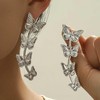 TseenYi Boho Butterfly Dangle Drop Earrings Silver Butterfly Tassel Earrings