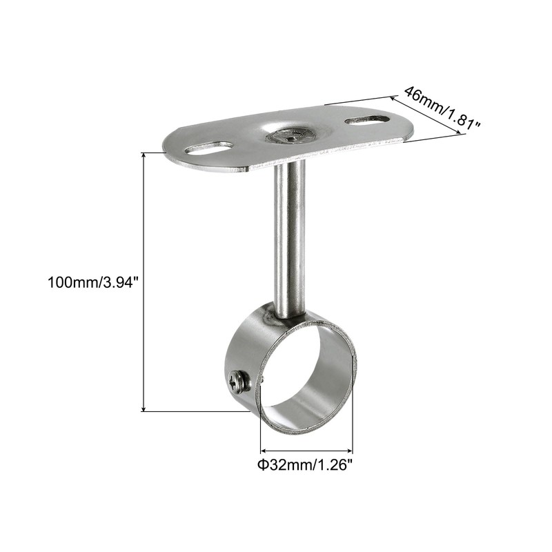 sourcing map 2 Pcs Ceiling Mount Bracket, Wardrobe Pipe Bracket,