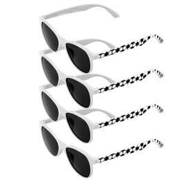 WORUIB 4 Pack Football Party Favors, White Sunglasses for Soccer Team Gifts, Soccer Birthday Party Decorations, UV400 Protection for Kids Ages 3-12