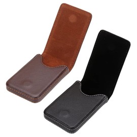 2 Pieces Business Card Holder Slim Name Card Case Holder PU Leather Business Card Case Vertical Pocket Business Name Card Holder Credit Card Case with Magnetic Shut(Black, Brown)