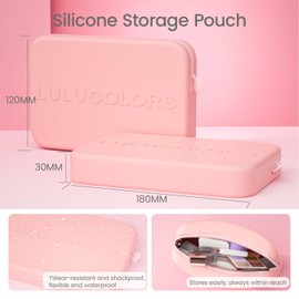 LULUCOLORS 13-in-1 Dual-Ended Makeup Brush Set with Sponge & Travel Case – 7 Multi-Functional Brushes for Face & Eyes – Soft Bristles, Wooden Handles – Available in Cream, Green, or Pink (Blush Pink)