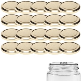 mikken 20 Lids, TO 66/6.9 cm for Jam Jars, Twist-Off Replacement Lids, Screw Lids for Jars and Preserving Jars, Gold