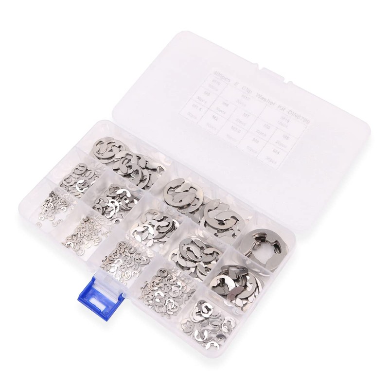 Tiardey 400 Pcs E-Clip Circlips Snap Set Stainless Steel 13