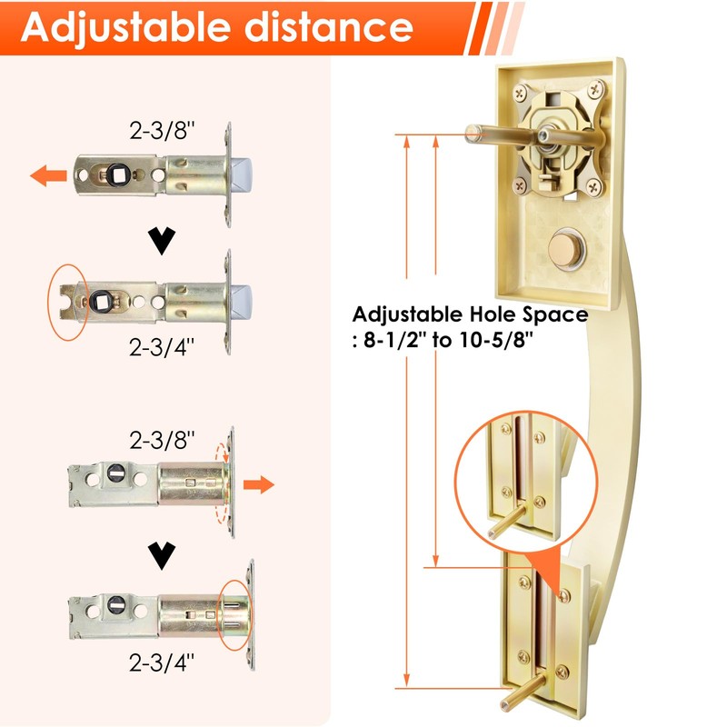 Haidms Gold Front Door Handle and Deadbolt Set, Front Door