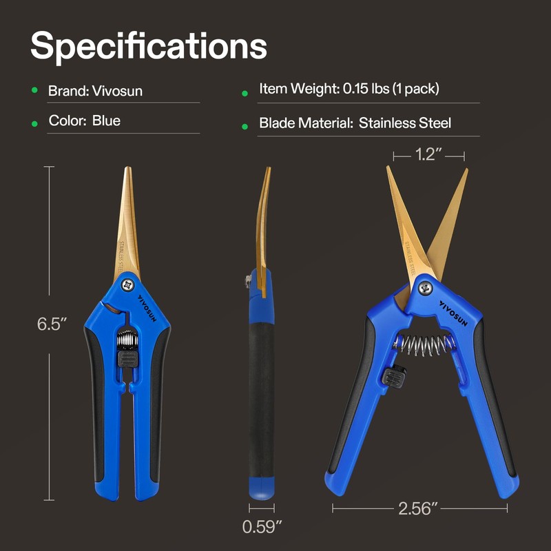 VIVOSUN Curved Gardening Scissors 6.5 Inch Hand Pruner Shear with