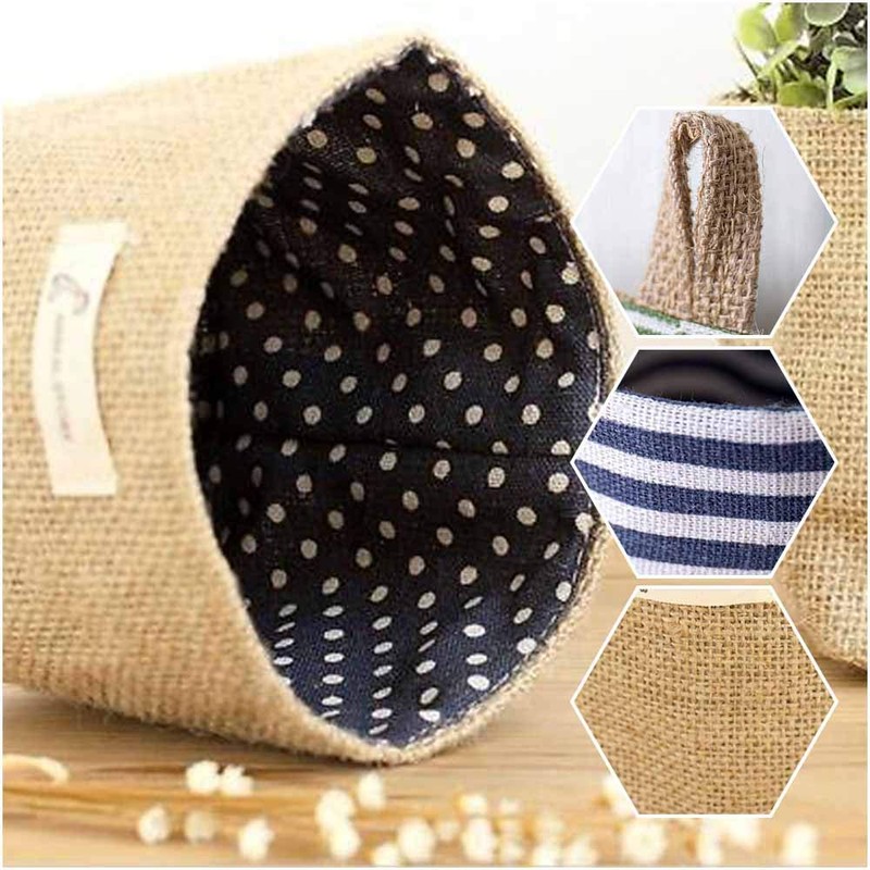 Lifreer Storage Baskets, 6 Pcs Cotton Linen Foldable Small Baskets