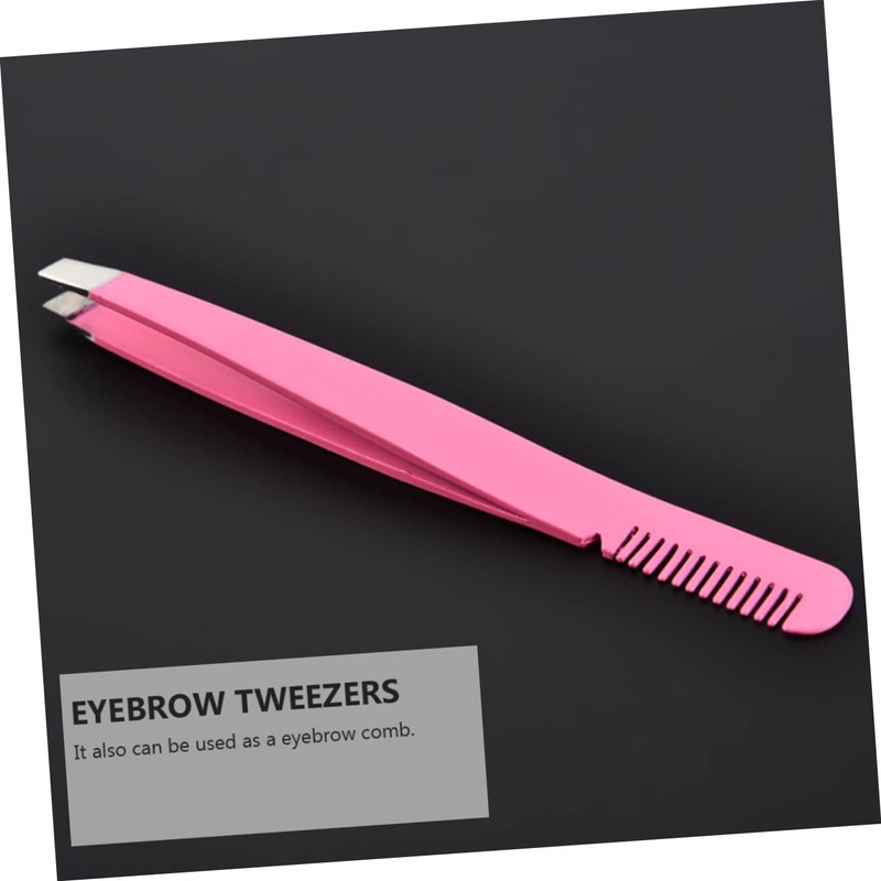 FOMIYES 4pcs Eyebrow Tweezers Stainless Steel Diagonal Tweezers Comb for