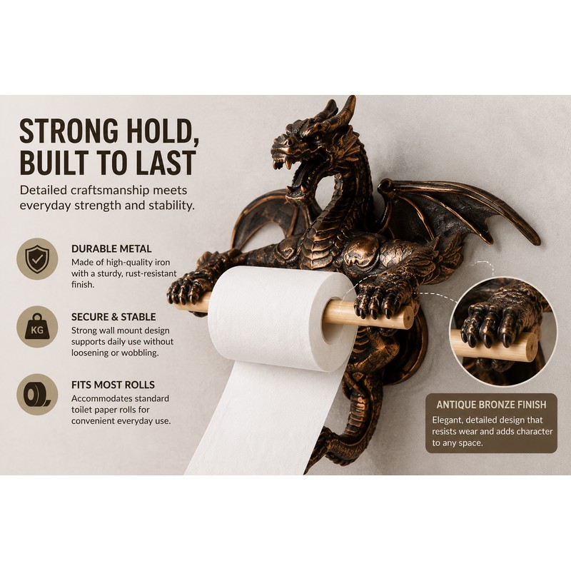 Dragon Toilet Paper Holder for Bathroom & Kitchen – Retro
