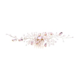 TOVINANNA Handmade Pink Rhinestone Bridal Hair Comb Clip Base Hair Side Comb for Brides Bridesmaids Flower Elegant Crystal Wedding Accessories with Dazzling Sparkle