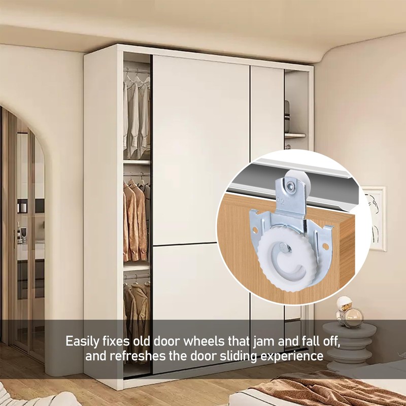 6-Piece Sliding Closet Door Roller Set, Upgraded Bearing Top Roller