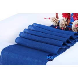 MDS 12 PCS 100% Natural Burlap Table Runner 12 x 108 Inch, Rustic Farmhouse Jute Country Vintage Boho Jute Burlap Roll for Wedding and Home Décor & Outdoor Tables - Royal Blue