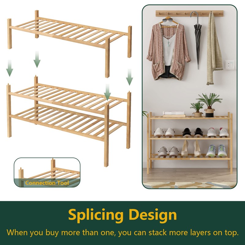 Z&L HOUSE 3-Tier Shoe Rack for Closet, Stackable Shoes Rack