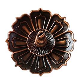 ANCLLO 3 in 1 Lotus Stick Incense Burner and Cone Incense Holder Ash Catcher-Brown