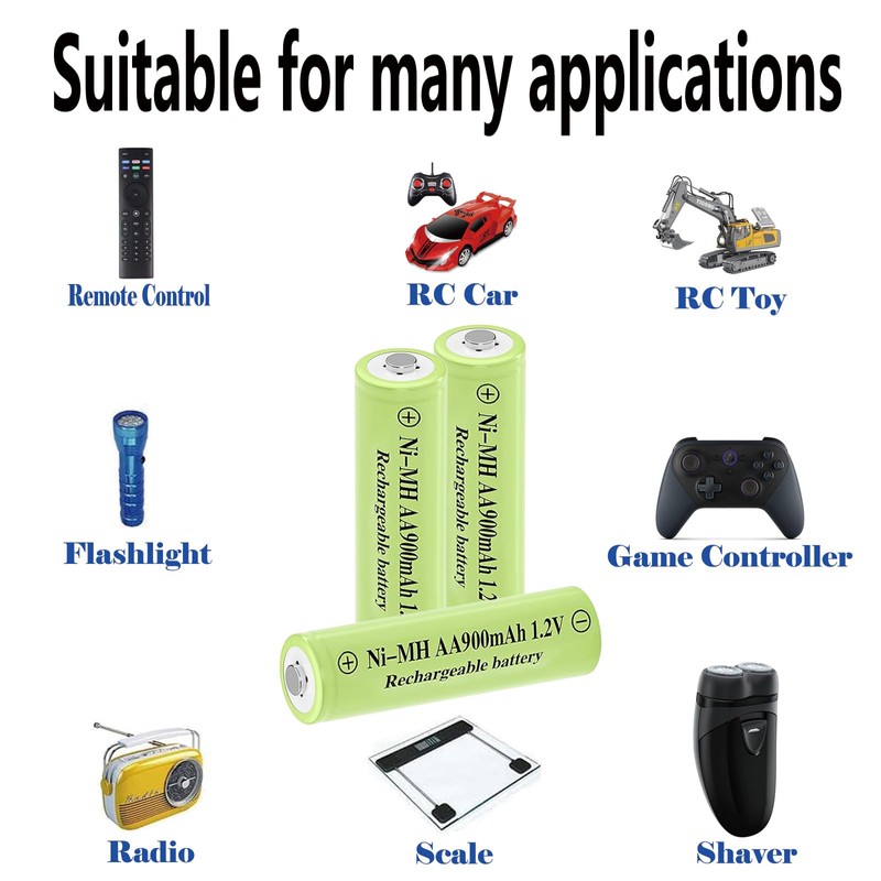 Lombaour 1.2 Volts AA Size 900mAh Rechargeable Batteries,Double A NIMH