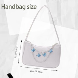 BAUIOREAD 1 Piece Handbag, Small Handbag, Small Handbag, Shoulder Bag with Butterfly Chain, Armpit Bag with Zipper, Purse, Plain Women's Bag, White