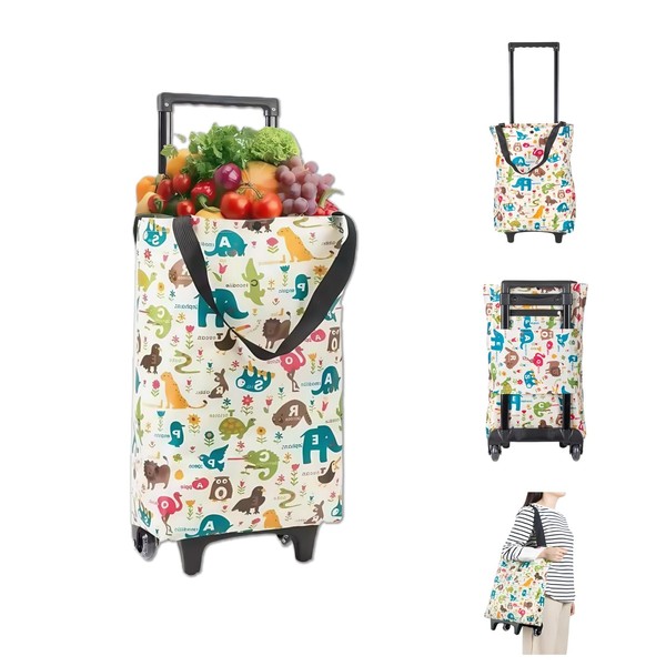 Portable Shopping cart Foldable with Wheels,Folding Shopping Cart Tote Bag