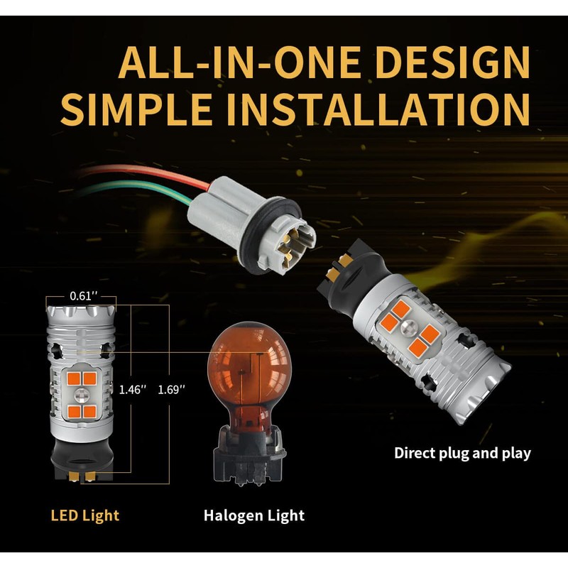 LASFIT PWY24W LED Bulbs Turn Signal Light PW24W Built in