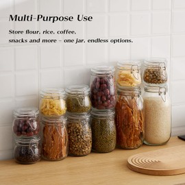 BJONKZ 3 Pack 68 oz Glass Jars with Airtight Lids – Food Storage Containers with Preserving Seal Wire Clip Fatening, Glass Canisters for Kitchen Canning Flour, Cereal, Sugar, Beans (68oz*3)