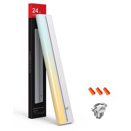 Hardwired Under Cabinet Lighting 24'' - CRI 97, 16W, 120V, 192LED, 3CCT Daylight with Triac Dimmable, 1400Lumen Linkable Wired Under Counter Lights for Kitchen, Sink, Closet, Cabinets, White