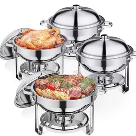 Anycoo 5.5QT Chafing Dishes for Buffet 4 Pack, Stainless Steel Chafing Dish Buffet Set, Buffet Servers and Warmers with Lid for Wedding Parties Outdoor BBQ Spring Summer Picnic