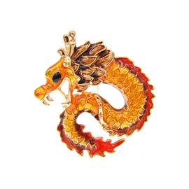 Red Enamel Brooches Chinese Dragon Brooch For Women Men Creative Fashion Lapel Pin Chinese Dragon Zodiac Brooch Badges Couple Jewelry Gift