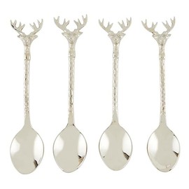Santa Barbara Design Studio Stag Stainless Steel & Brass Serving Utensils Charcuterie Essentials, Set of 4, Silver Spoons
