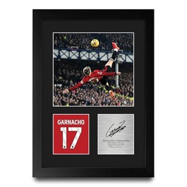 HWC Trading Alejandro Garnacho Gifts Printed Signed Autograph Picture for Football Fans and Supporters - A4 Portrait Framed