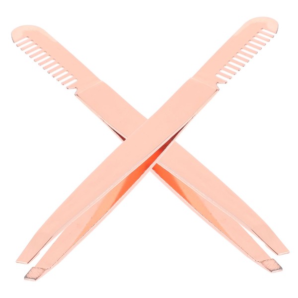 WOONEKY Ergonomic Handle Brow Tweezers Set Stainless Steel for Women