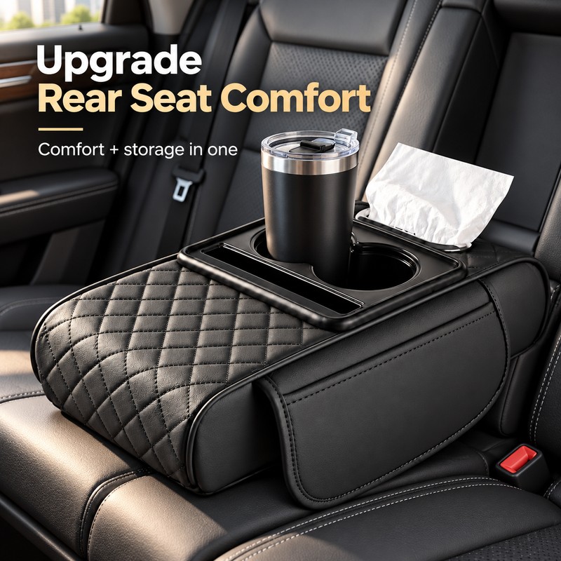 Car Center Console Armrest Cushion for Driving Comfort – Dual