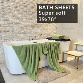 YTYC Towels,39x78 Inch Oversized Bath Sheets Towels for Adults Luxury Bath Towels Extra Large Sets for Bathroom Super Soft Microfiber 80% Polyester (Sage Green,2 Piece)