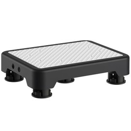 Ronlap One Step Stools for Adults, Portable Safety Step Platform for Seniors Small Plastic Bedside Step Stool Mobility Wide Step Stools Elderly Assistance for Shower Bed Car Stair Outdoor, Black-White