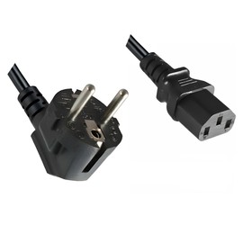 DINIC Power Cable, Power Cable with 1.5 mm², CEE 7/7 Earthing Contact Plug to C13, VDE (1.80 m, Black)