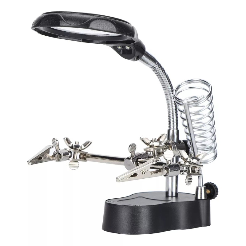 Lupa Con Led Pinza Base Para Cautín Reparacion Electrónicos