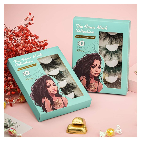 SY SHUYING 4Pairs 25MM 3D Faux Mink Lashes Long Dramatic 100% Hand Made 5D Fluffy Thick Full Strip Lashes & Cruelty-Free Reusable Natural False Eyelashes Pack