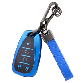 PIFOOG Key Fob Cover for Chevy 5 Button Blue Soft TPU Car Keys Case Shell Keychain Accessories for Malibu Equinox Blazer Traverse Camaro Cruze Trax LT Trailblazer Spark Smart Keys