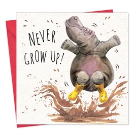 Twizler Funny Birthday Card Hippo - Funny Card for Women - Happy Birthday for Her - Good Luck - Well Done - Animal Humour - Blank Inside