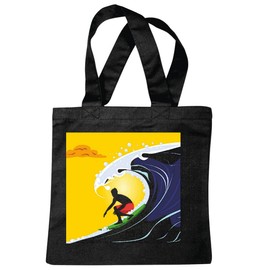 Reifen-Markt Tasche Umhängetasche WELLE BRECHER SURFEN BEACH SURFBRETT LONGBOARD WELLENREITEN WELLEN ANFÄNGER SHOP Einkaufstasche Schulbeutel Turnbeutel in Schwarz