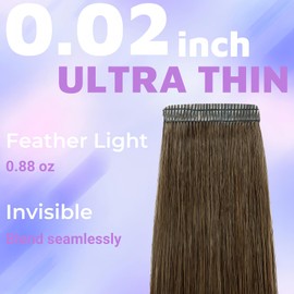 Tape in Hair Extensions Human Hair Utra Thin Invisible Seamless 20pcs 40g (Ombre Medium Brown to Honey Blonde, 12 inch)