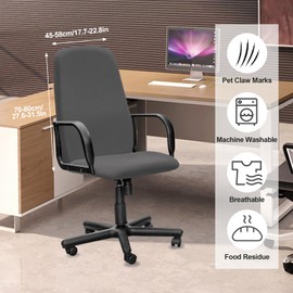 Kaket Office Chair Cover, Universal Replacement Stretch Chair Covers, Washable Office Computer Chair Cover for Rotating Chair Office Armrests Chair (Grey)