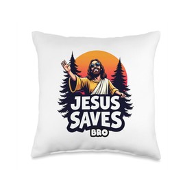Jesus Saves Bro T-Shirt Christian Religion Throw Pillow