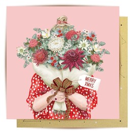 La La Land Greeting Card Girl Bouquet Xmas