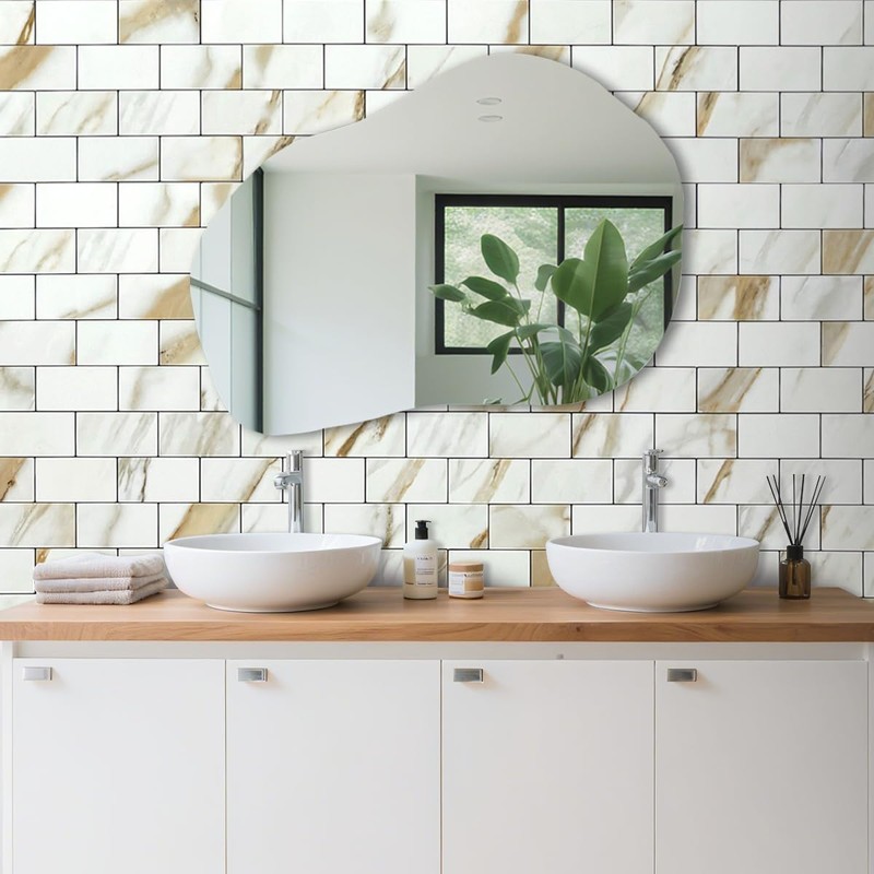 DICOFUN 1 Sheet Calacatta Gold Peel and Stick Backsplash Wall