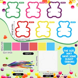 Gersoniel 24 Sets Bear Crafts Candy Bear Tissue Paper Craft Kits DIY Candy Party Decoration Make Your Own Animals Hanging Ornaments for Birthday Party Decoration Home Classroom Activities