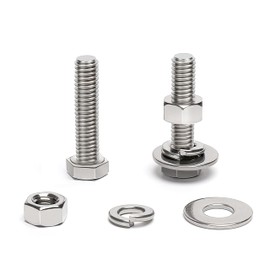 (25 Sets) 1/4-20 x 1-1/2" Hex Head Screw Bolt, Nuts, Flat Washer & Spring Lock Washers, 18-8 (304) Stainless Steel, Fully Threaded, by Skvltvfyt