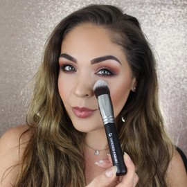 Under Eye Concealer Brush - Beauty Junkees Tapered Kabuki Brush with Soft Synthetic Bristles for Concealing, Blending, Setting, Buffing with Powder, Liquid, Cream Cosmetics, Vegan Makeup Brushes