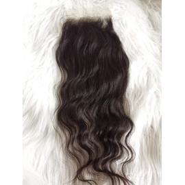 Clytie Durable Raw Wavy Human Hair Closure 4×4 Medium Brown Swiss Lace, Lift 613 One Donor Natural Color 18 Inches Body Wave Hair Piece Natural Hairline with Baby Hair