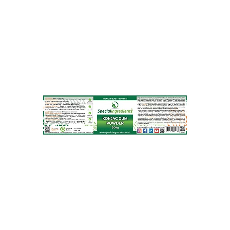 Konjac Gum Powder (Konjac Glucomannan) Premium Quality 500g - Vegan,