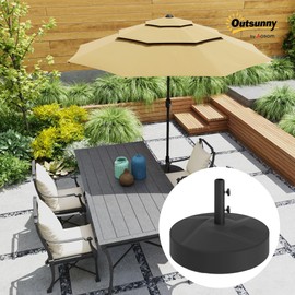Outsunny Patio Umbrella Base Holder, Heavy Duty Outdoor Umbrella Stand Base, Filled Up to 66lbs with Stand or 55lbs with Water for Garden, Poolside, Black